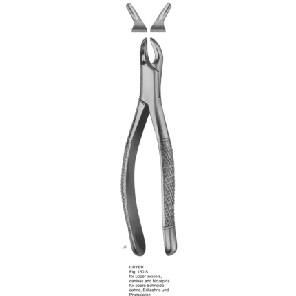 Cryer Tooth Extracting Forceps ASI-2181 for upper incisors, canines and bicuspids, German stainless steel with matte finish