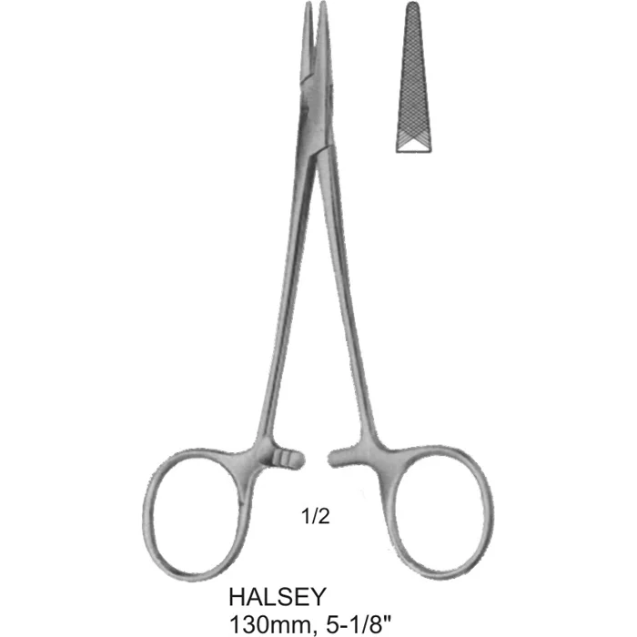 Halsey needle holder serrated jaws, 130mm, 5-1-8