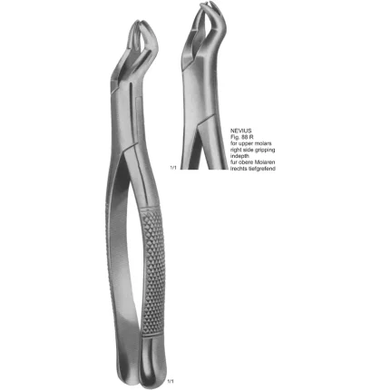 Nevius Tooth Extracting Forceps (ASI-2178) for upper right molars with a dull matte finish