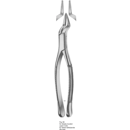 ASI-2189 Tooth Extracting Forceps Fig 65 with slim elongated beaks for upper roots