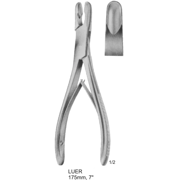 bone rongeurs LEUR 175mm, 7 inches Luer Bone Rongeur 175mm stainless steel surgical instrument for orthopedic bone trimming procedures.