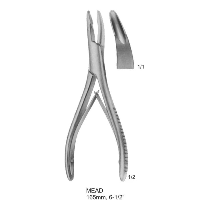 bone rongeurs Mead 165mm, 6-1-2 inches 165mm Mead Bone Rongeur stainless steel surgical instrument for orthopedic bone cutting.