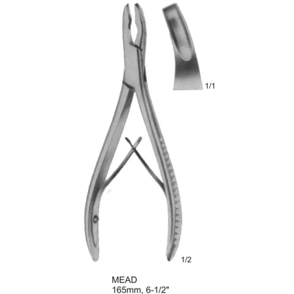 Mead Bone Rongeur 165mm (6-1/2 inches) with broad-shaped jaw for orthopedic surgery.